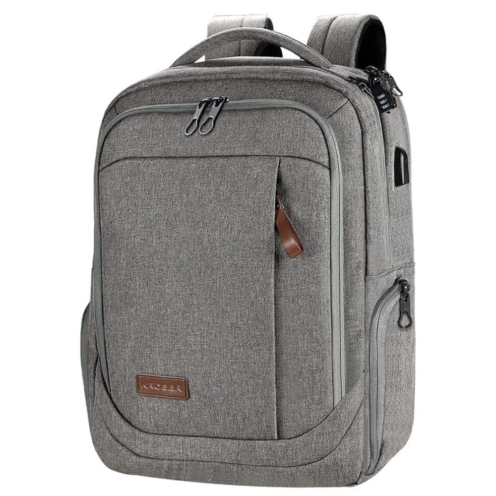 KROSER Travel Laptop Backpack 17.3” Bag w/USB Port, Lock, & Luggage Strap New